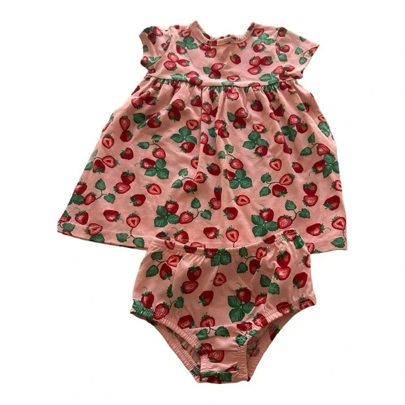 NWT Baby Girl Dress 18 Months Wonder Nation Strawberries with diaper cover - Picture 2 of 4